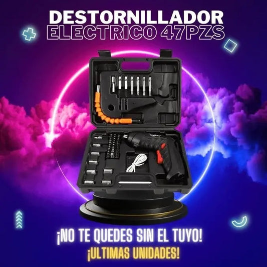 Destornillador Recargable 47 Piezas + Alargador Flexible De obsequio